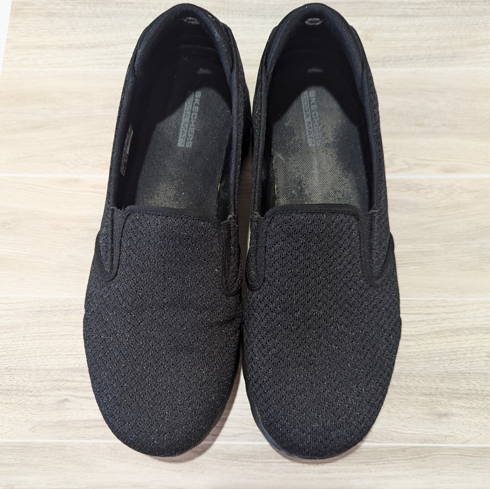 SKECHERS Go Walk Goga Mat Black Slip-on Sneaker Shoe Sz 9.5 US 38.5 EUR - *GUC